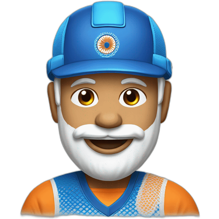 narendra modi in blue indian cricket team jersey with tongue out emoji