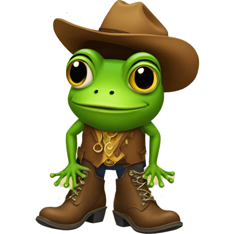 Frog wearing cowboy boots emoji