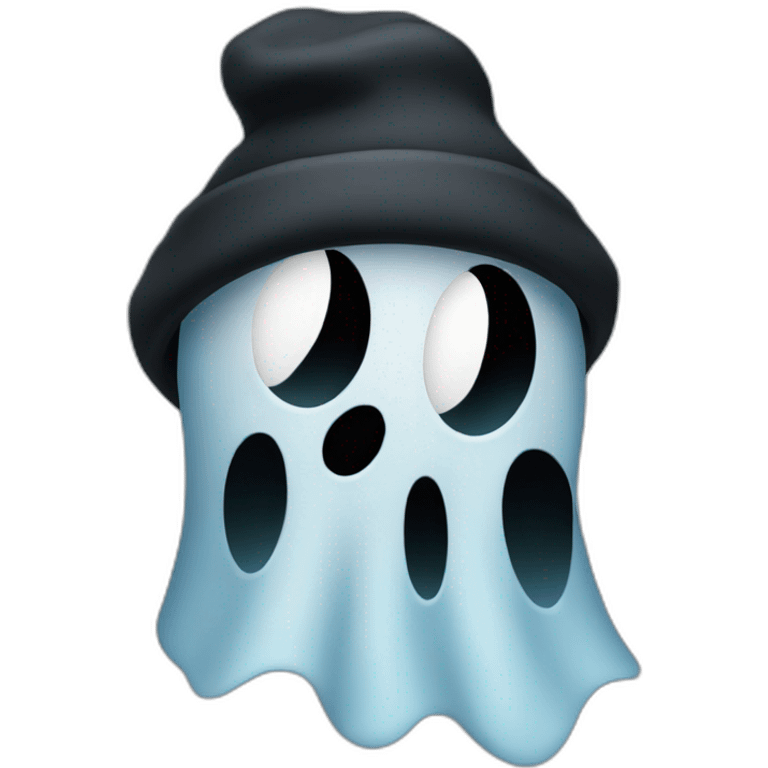 A nice ghost face wearing a black beanie cap emoji