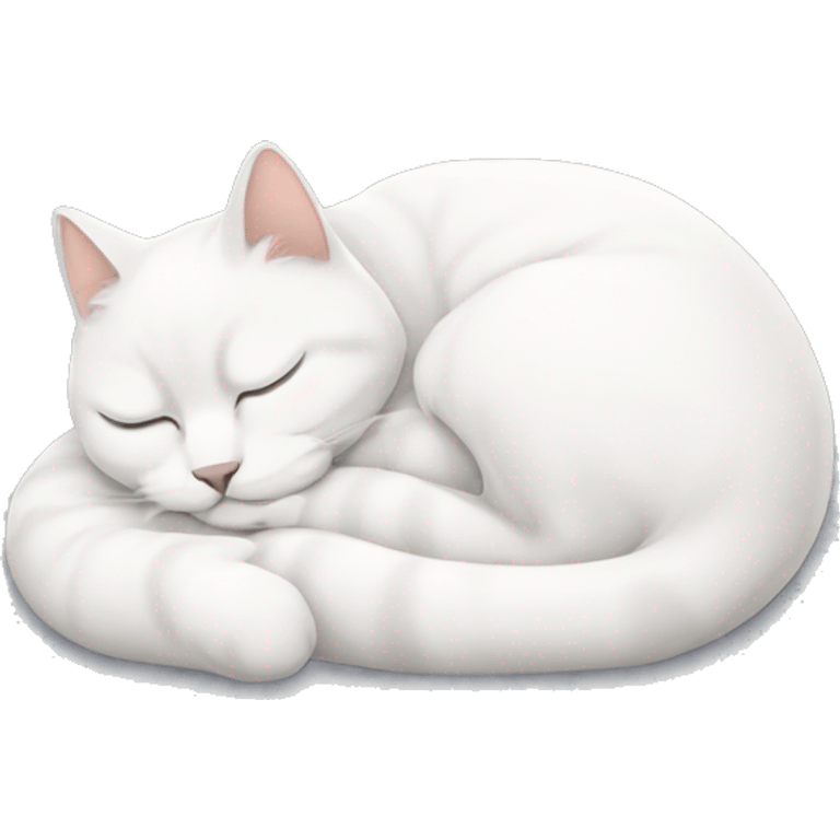 A white curled up cat napping emoji