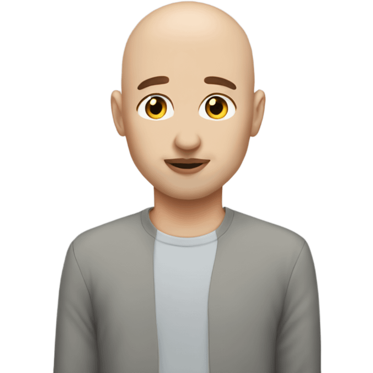 White girl dark hair kissing bald man emoji