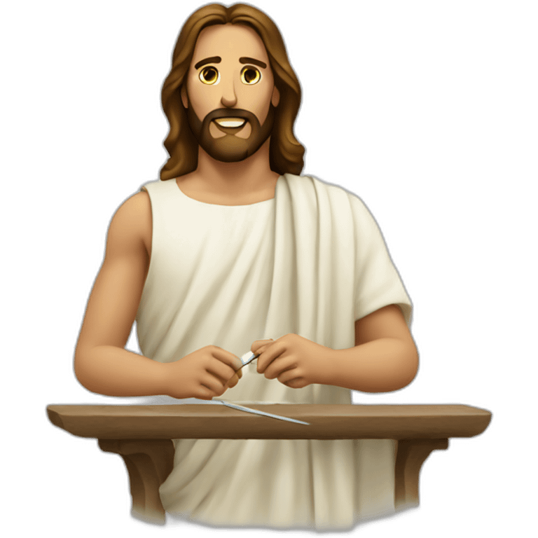 Jesus using a needle emoji