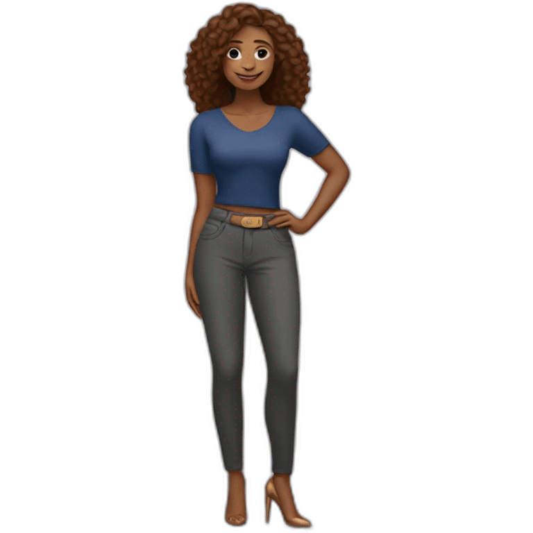 Illustrate a confidence with a woman's hand gracefully placed on her hip, radiating empowerment and style. emoji