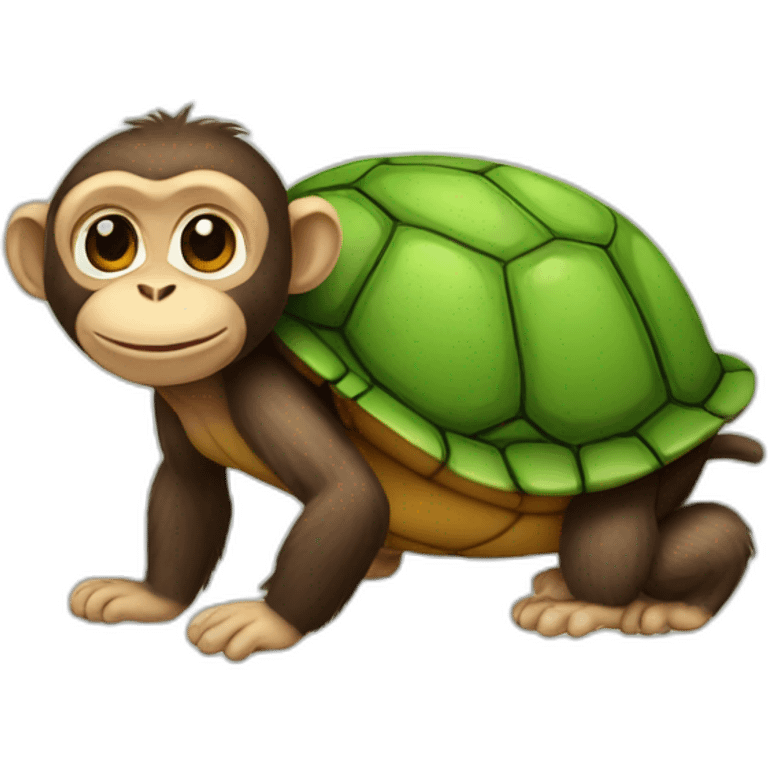 Monkey on turtle emoji