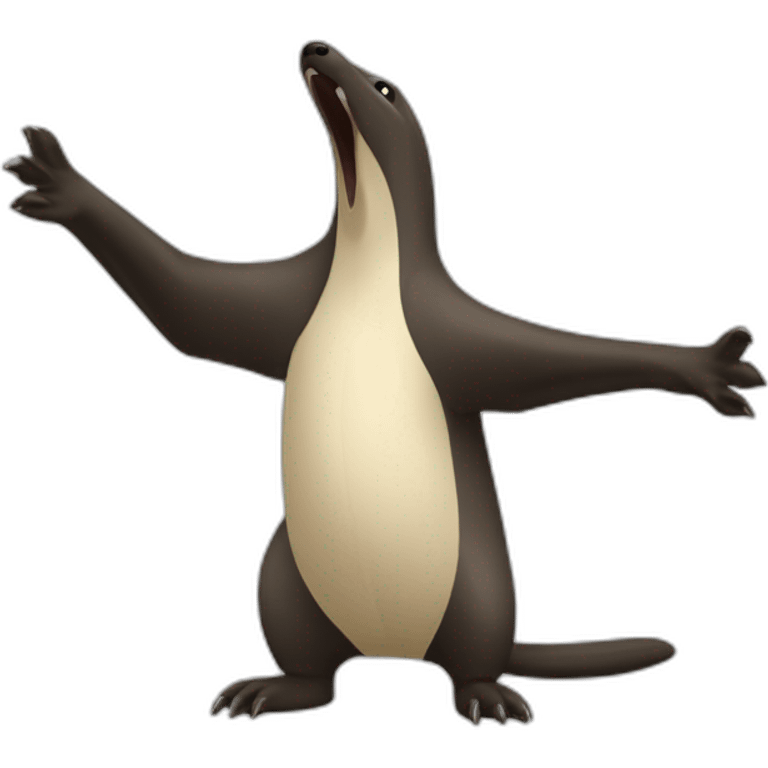 anteater arms wide open, as in defense position, up towards the sky emoji