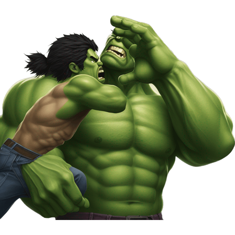 very large hulk beating down wolverine emoji