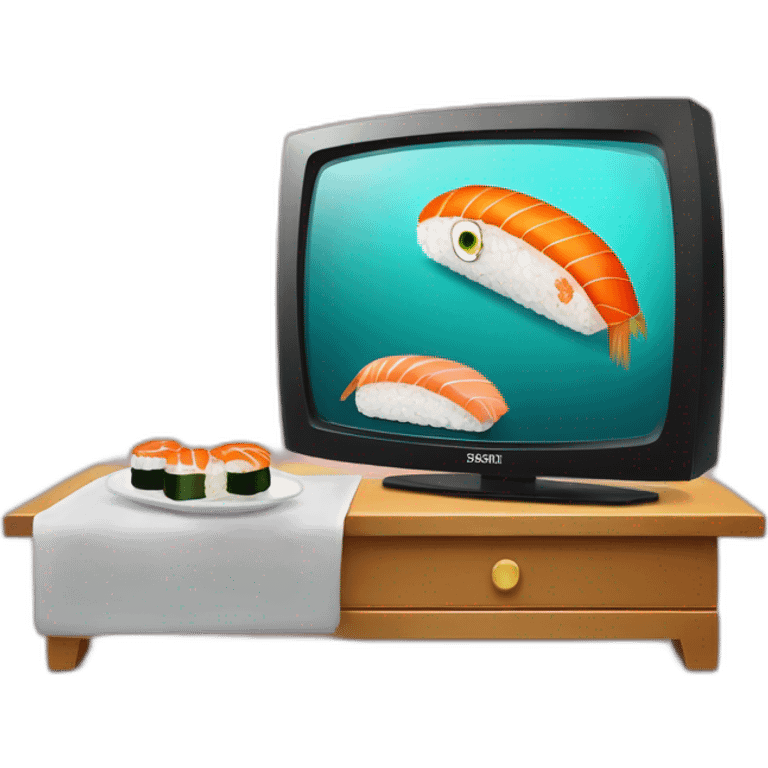 Sushi sur le canapé devant la tele emoji