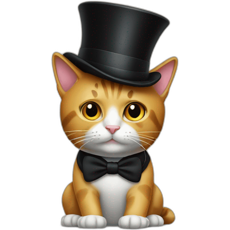 Cat with black tigh and top hat emoji