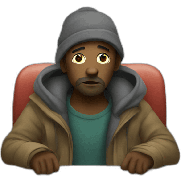 Homeless guy on train emoji