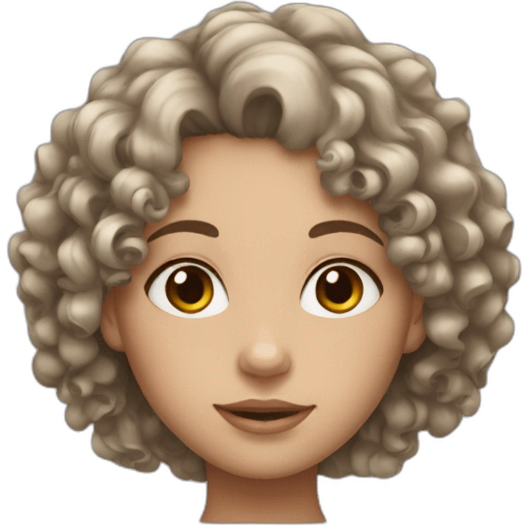 Girl with curly hair with white skin emoji