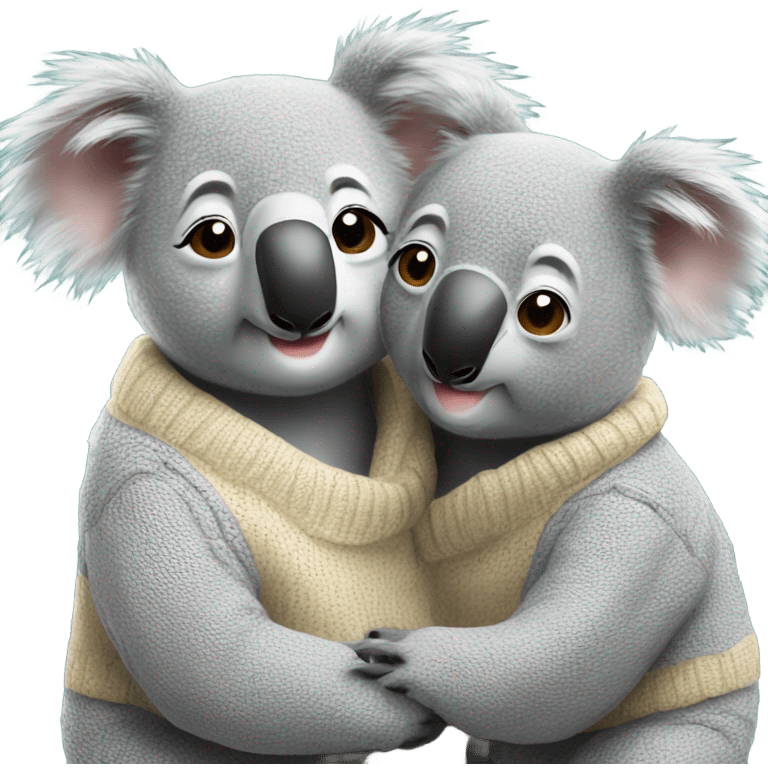 Koala kissing another koala with the two of then wearing a sweater  emoji