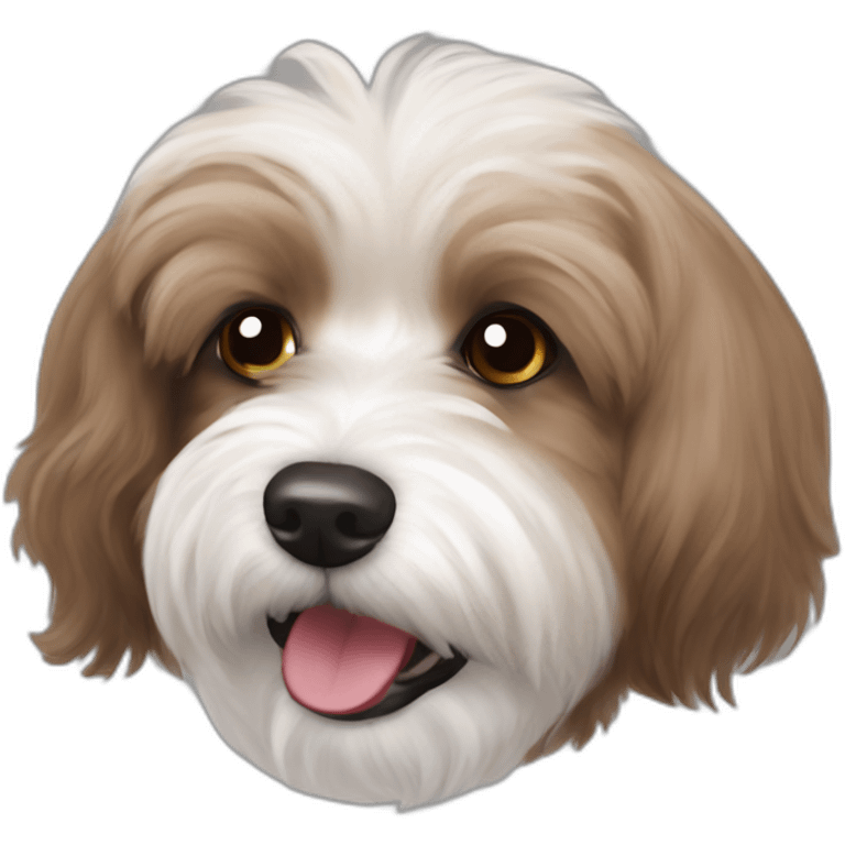 brown coloured dog bichon havanese crazy playful with the ball emoji