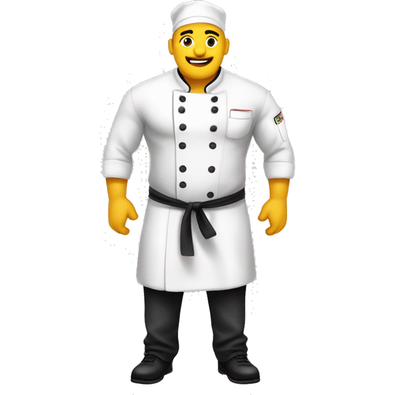 Chef fuerte fitness con su ropa amarilla emoji