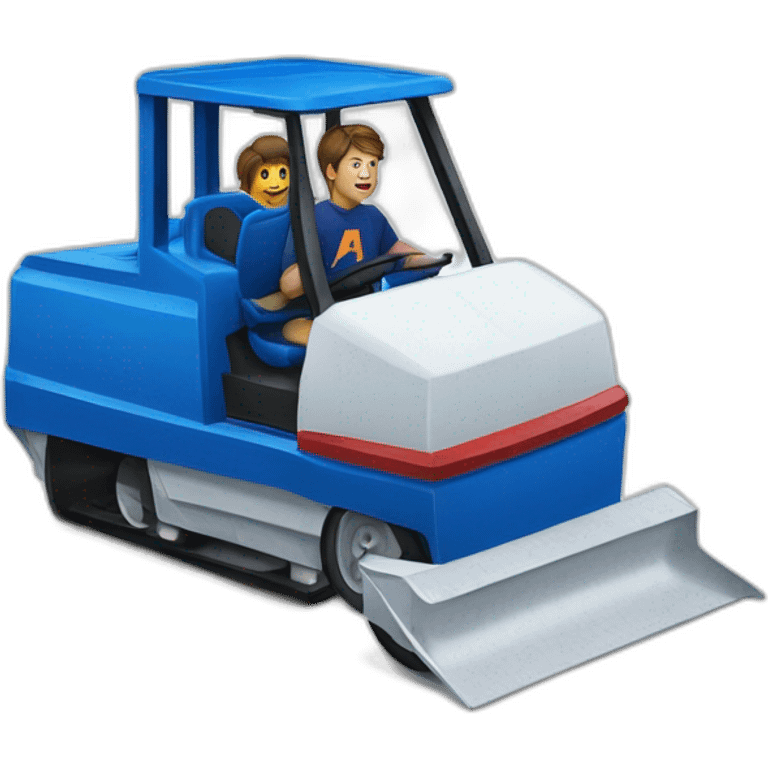 man driving a big zamboni on a hockey rink emoji