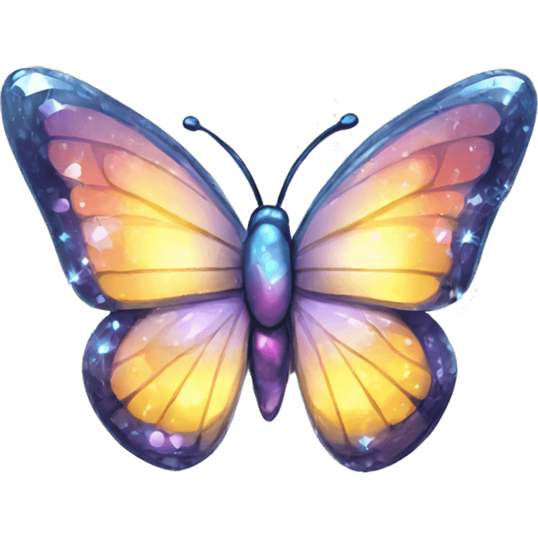 Shiny sparkly glass crystal butterfly emoji