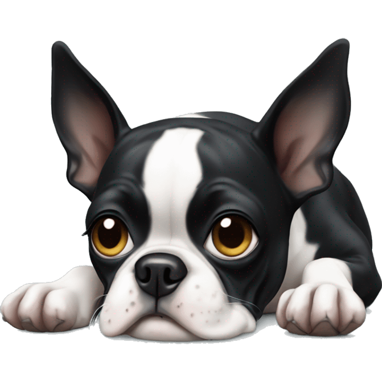 Boston terrier laying emoji