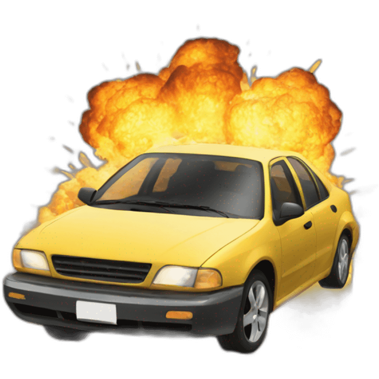 A exploding car emoji