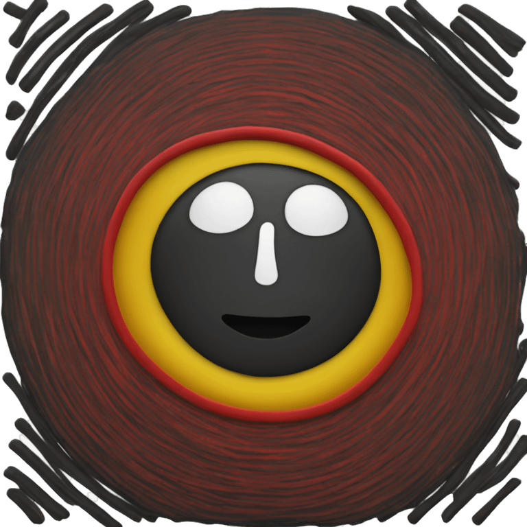 A wavy black and red rectangle with medium yellow circle in middle emoji