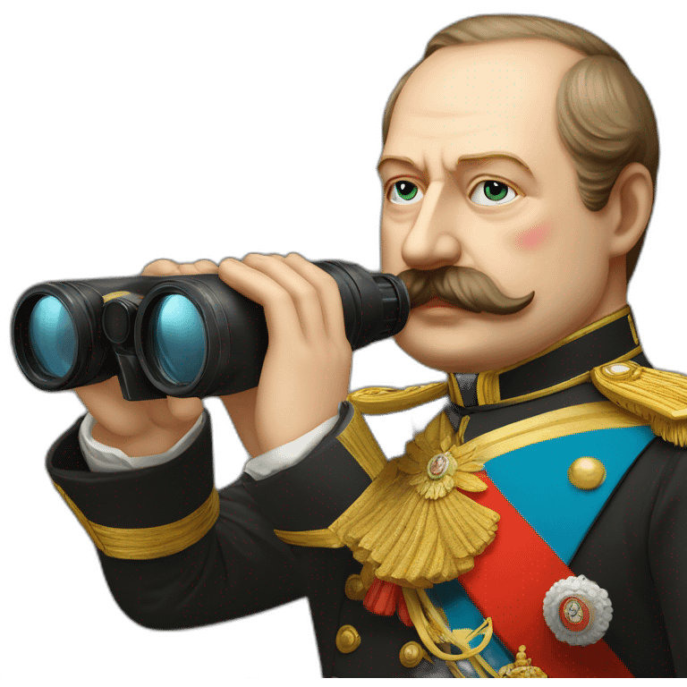 Russian emperor Alexander II with binocular emoji