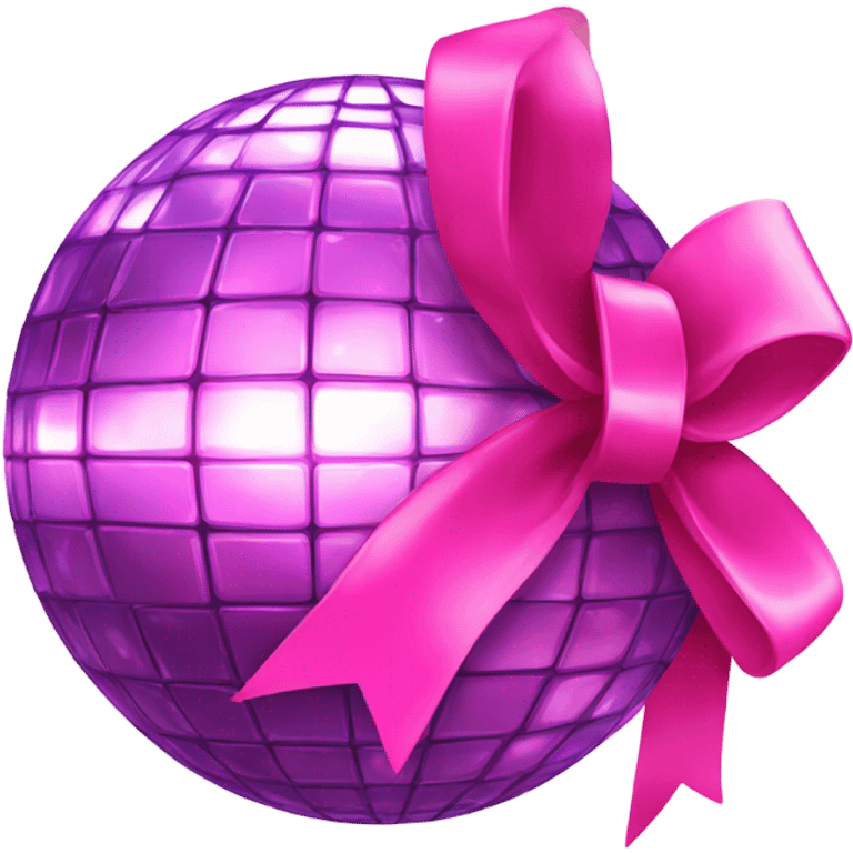 Disco ball with pink bow emoji