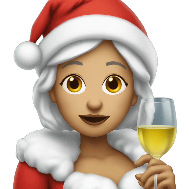 Mrs Clause w/ white wine tired emoji