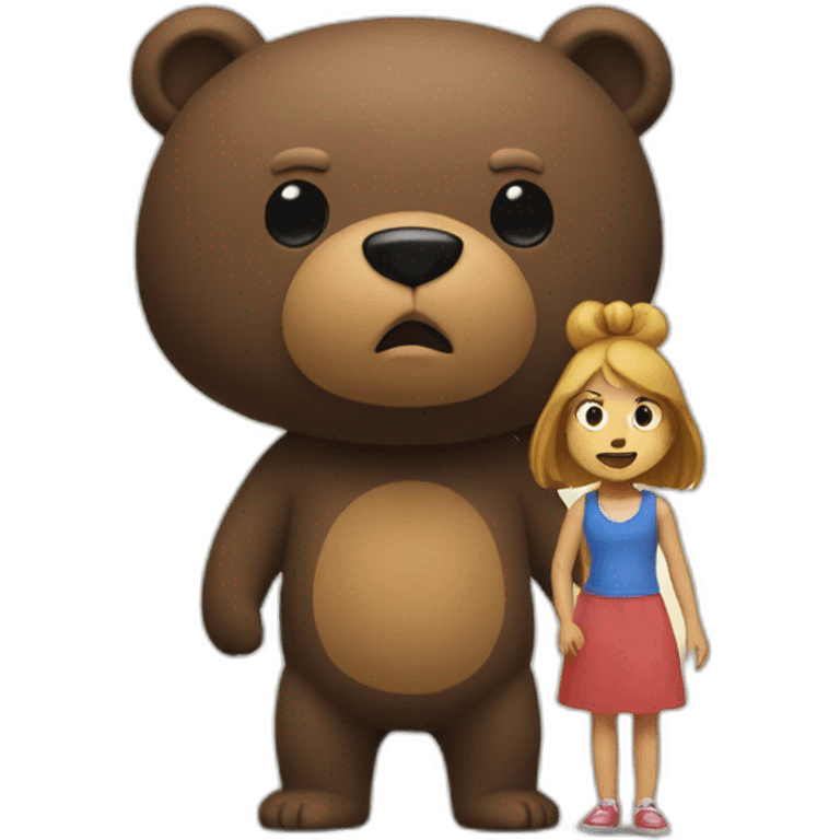 big bear threatening small girl emoji