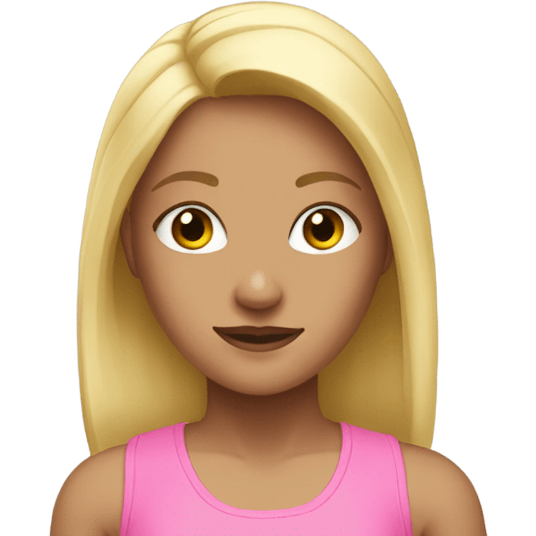 blonde girl in gym with pink clothes emoji