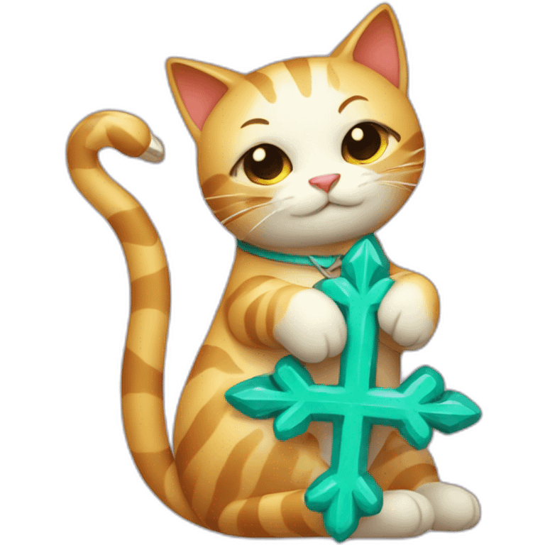 Chinese cat hugging Caduceus emoji