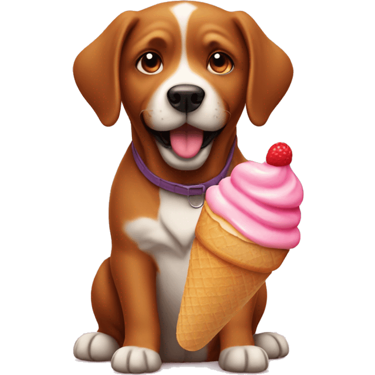 dog with icecream cute emoji