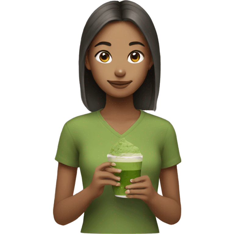 Girl with matcha emoji