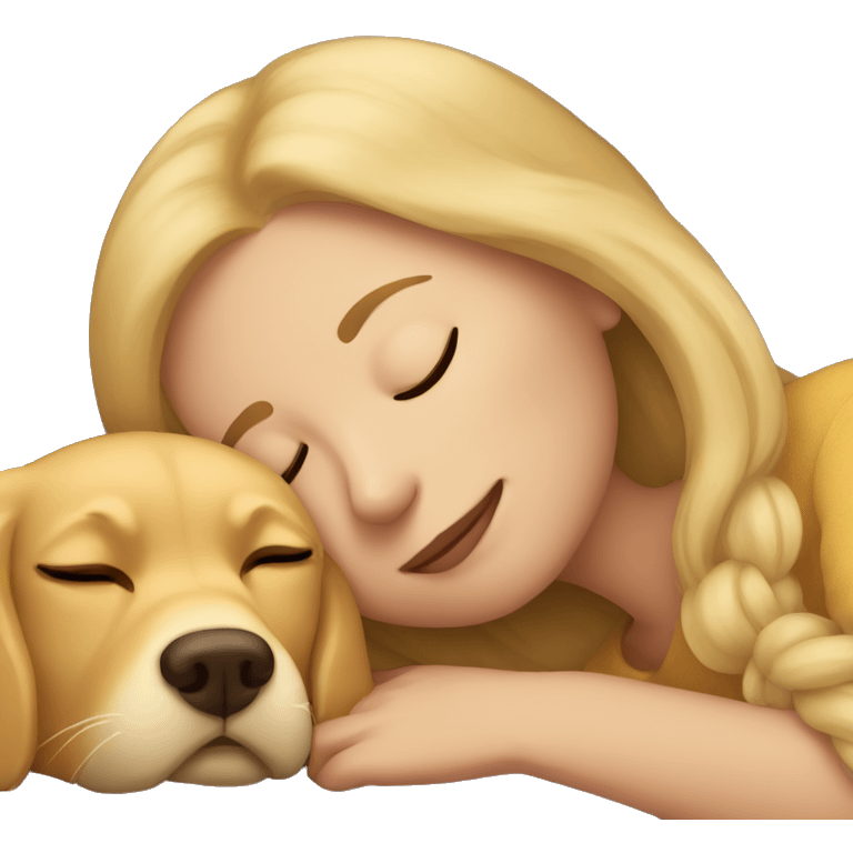 woman asleep with golden retriever  emoji