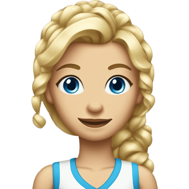 Blond Girl with high curled ponytail and blue eyes  emoji