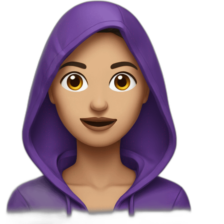 Armenian Woman  with purple hoodie and with a snake tongue emoji