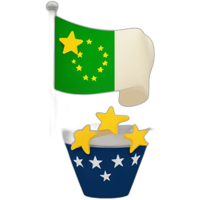 Bandera canaria con siete estrellas verdes emoji