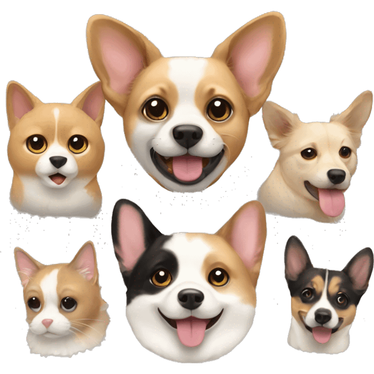 Siamese Cat, Corgi & Golden retriever grouped  emoji