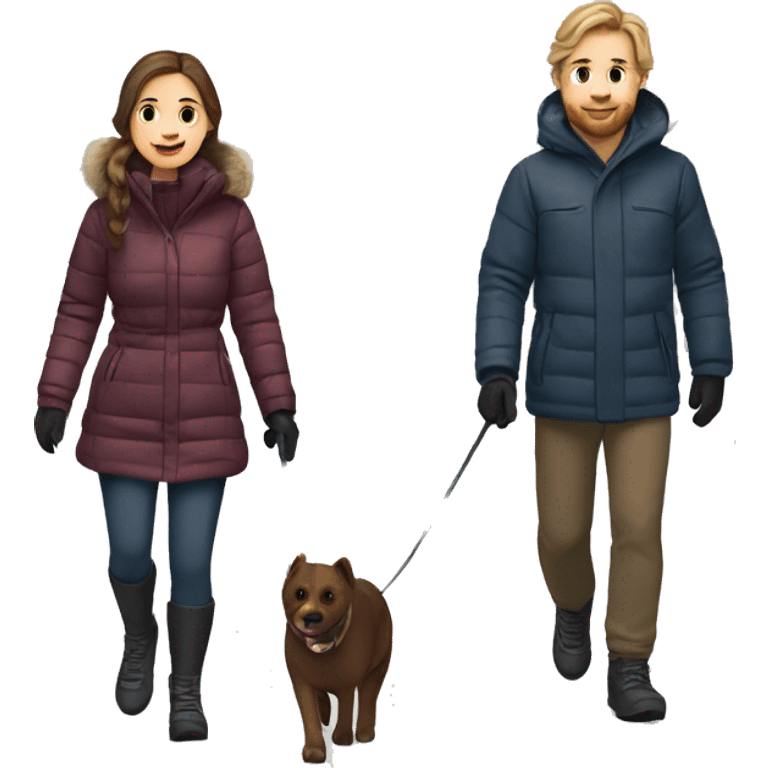 Norwegian couple with brown hair on a winter walk emoji