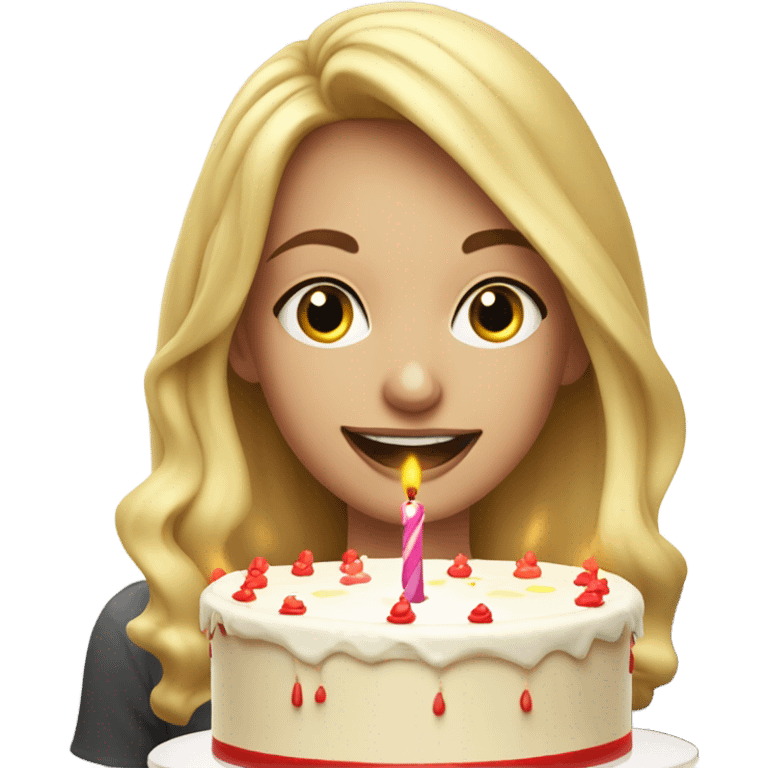 Blonde white beautiful girl blowing candles emoji