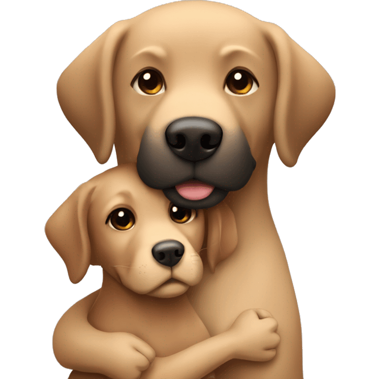 Brown Labrador hugging with a girl with black hair   emoji