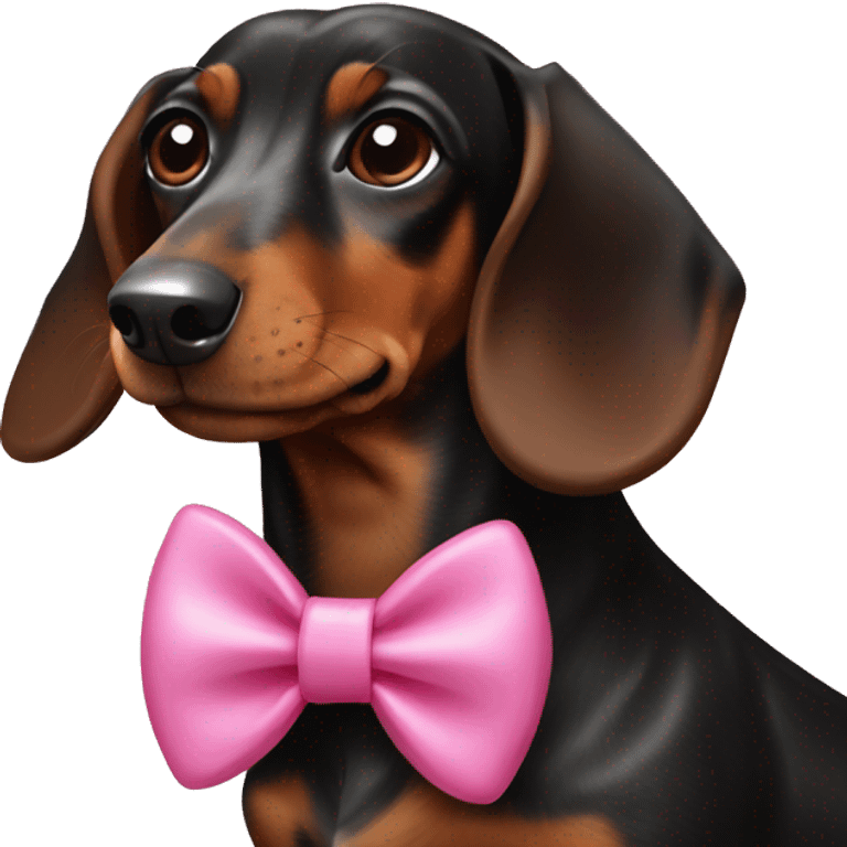 black and brown dachshund with pink bows on ears emoji