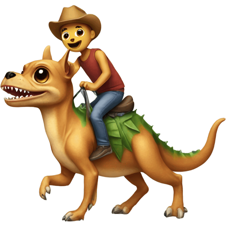 Chihuahua riding a dinosaur  emoji