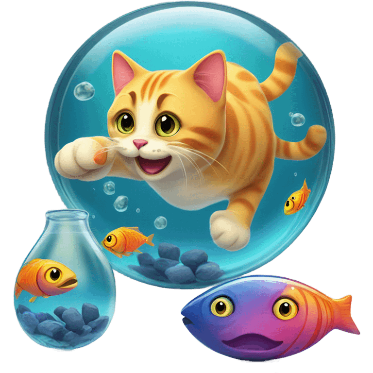 Cat playing with a fish emoji