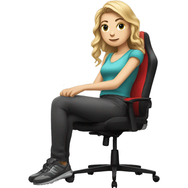 white girl on a Gaming chair thinking  emoji