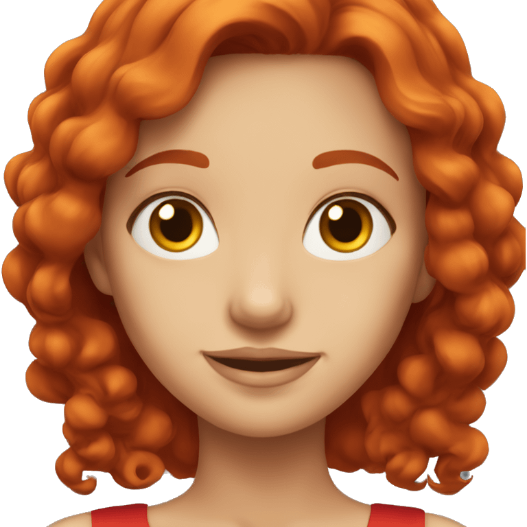 "A beautiful girl with red hair, wearing a red dress." emoji