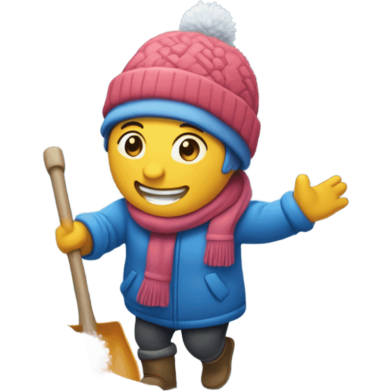 Happy shoveling snow emoji