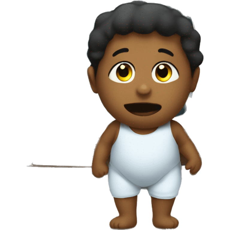 Toddler watching tv in diaper emoji