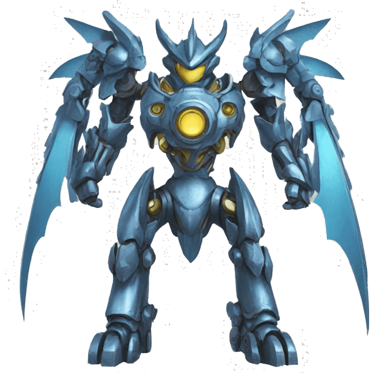 Metallic medabot-dragon with gears emoji