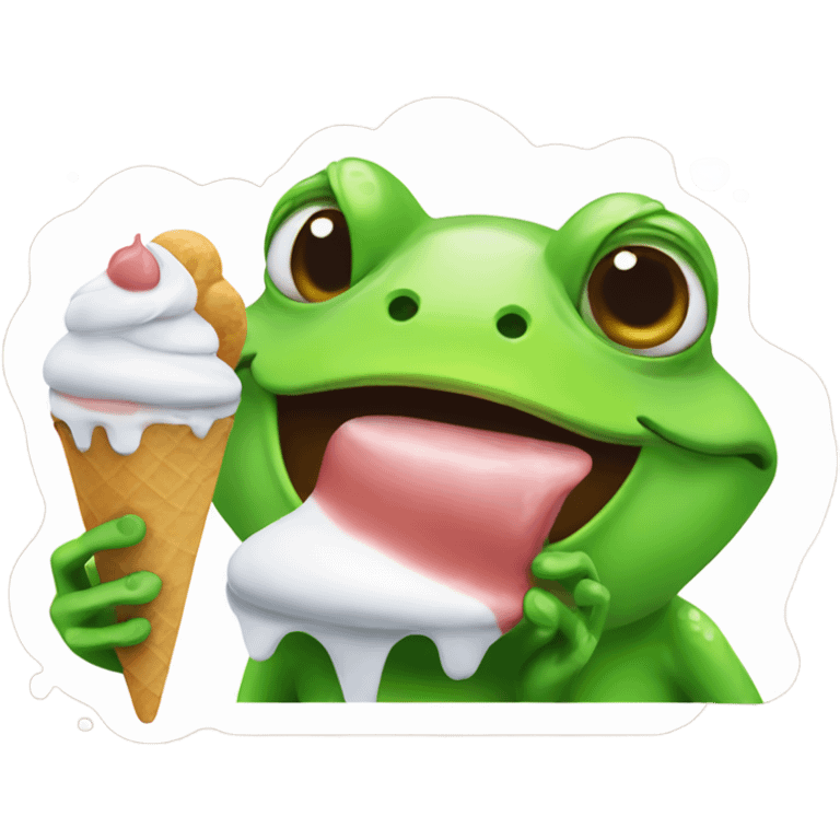 Frog with icecream emoji