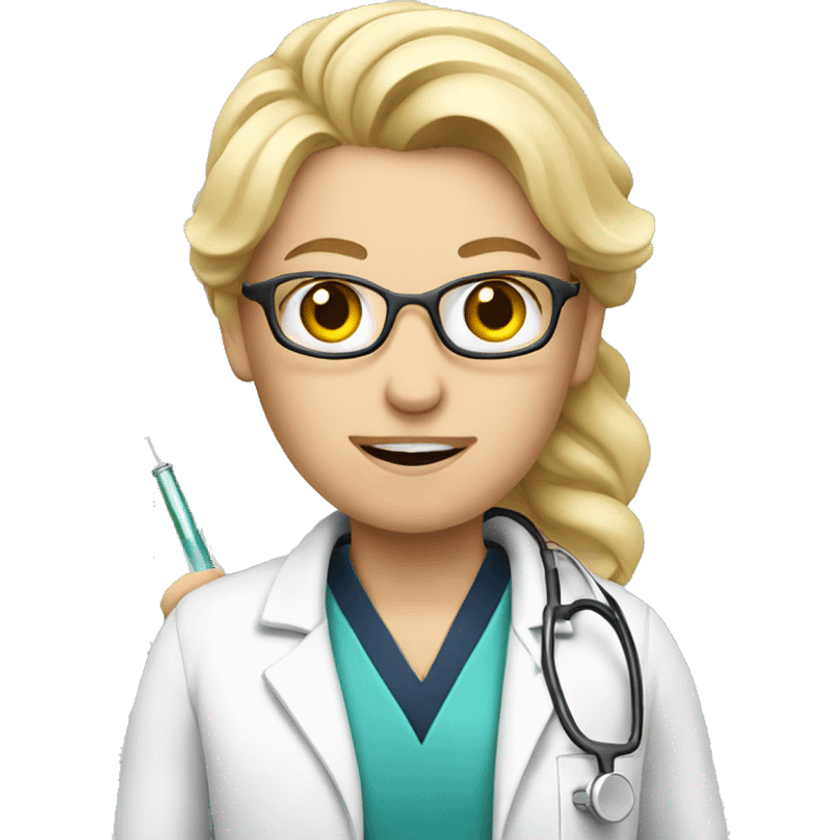 a blond doctor with a syringe emoji