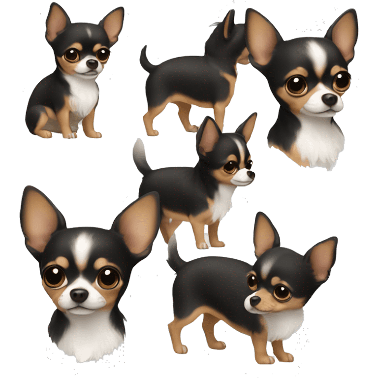 Chihuahua three Color Black, Brown Withe Long Hair emoji