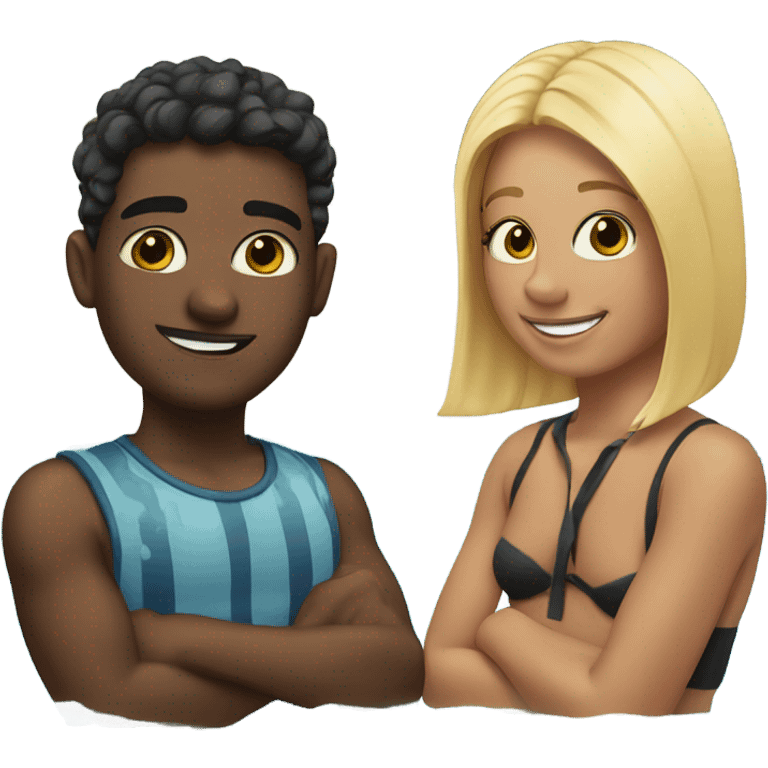 Two friends in a pool  emoji